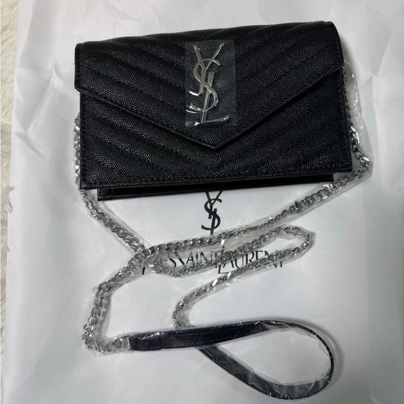 YSL Monogramme Quilted Leather Wallet on a Chain